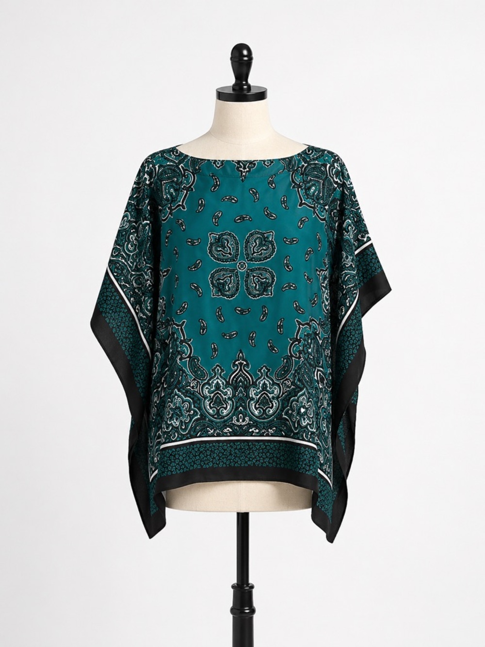 MICHAEL Michael Kors Teal Paisley Print Poncho Top